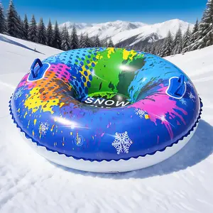 New Snow Tube Set, Blue Inflatable Sled for Kids and Adults, Durable Winter Toy, Heavy-Duty Snow Sleigh with Hard Bottom and Handle