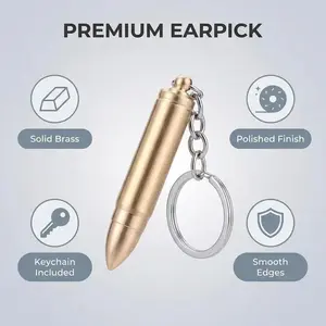 Army Style Metal Bullet Keychain, Tactical Military Bullet Keyring Pendant, Hidden Brass Ear Pick, EDC Cool Gadget for Men, Car Rearview Mirror Hanging Ornament, Backpack Decoration Accessory, Unique Gift for Him, Birthday Christmas Stocking Stuffer