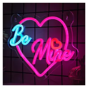 Sign Illuminated "Be Mine Heart"Neon Sign Dimmable Night Light For Home Decor Wedding Proposal Engagement Birthday Backdrop