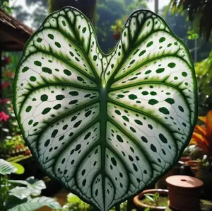 200Pcs Fancy Green and White Caladium Seeds for Planting - Easy-to-Grow Perennial Seed Starting Flowers, Hosta, Elephant Ears - Great Gift for Plant Lovers