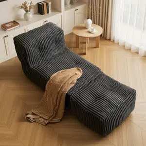 CAODOC Big Bean Bag Lounger Chairs With Removable Ottoman, 2-in-1 Lounge Sofa Folding Lounge Chair and Sofa, Granular Sponge Filled For Living Room Lounge Chaise