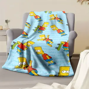 Cartoon Blanket Simpson Bart Soft Warm Plush Throw, Anime Sofa Cover, Bed Blanket for Home Office Travel