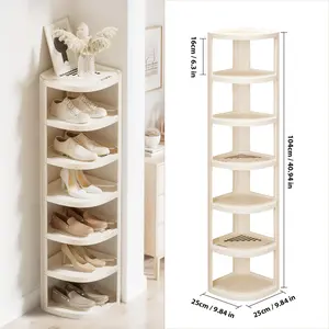 7-Tier Corner Shelves - Heavy-Duty No-Drill Organizer with Corner Placement, Space-Saving Storage Rack for Bathroom, Kitchen, Entryway - Stackable Floor Shelf, Easy Installation for Home, Office, Small Spaces - Sturdy Plastic Construction, Bathroom Shelve