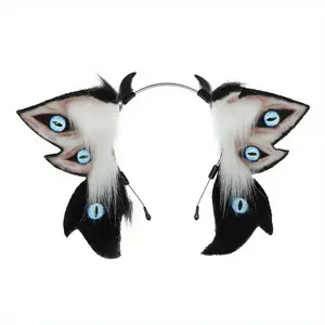 Six-Eyed Beast Ear Headgear for Halloween Role Playing Props Imitation Beast Ear Simulation Plush Ears Hairband Hair Accessories Masks EC416718 Decor Funky Polyester Woven Ornaments Decoration