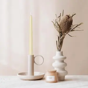 4-Piece Cone Shaped Candle Set, Smokeless and Scent-Free, Long Burn Time 8 Hours, Handmade Tall Candle Holder, Perfect for Weddings and Home Decor