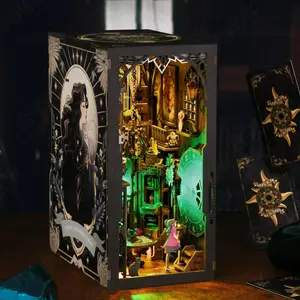 [Tarot Divination Society]Book Nook Kit,DIY Miniature House Dollhouse Kit for Adult and Teens Book Nook Kits for Adults Booknook Bookend Alley Model Build with Dust Cover CUTEBEE Crystal