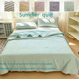 Fresh Striped Bubble Mesh Summer Blanket, Multiple Colors and Sizes Available, Breathable and Sweat-Wicking, Soft and Non-Sticky, Suitable for Home Use