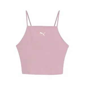 PUMA Womens Wardrobe Essentials Ribbed Crew Neck Tank  Casual - Pink