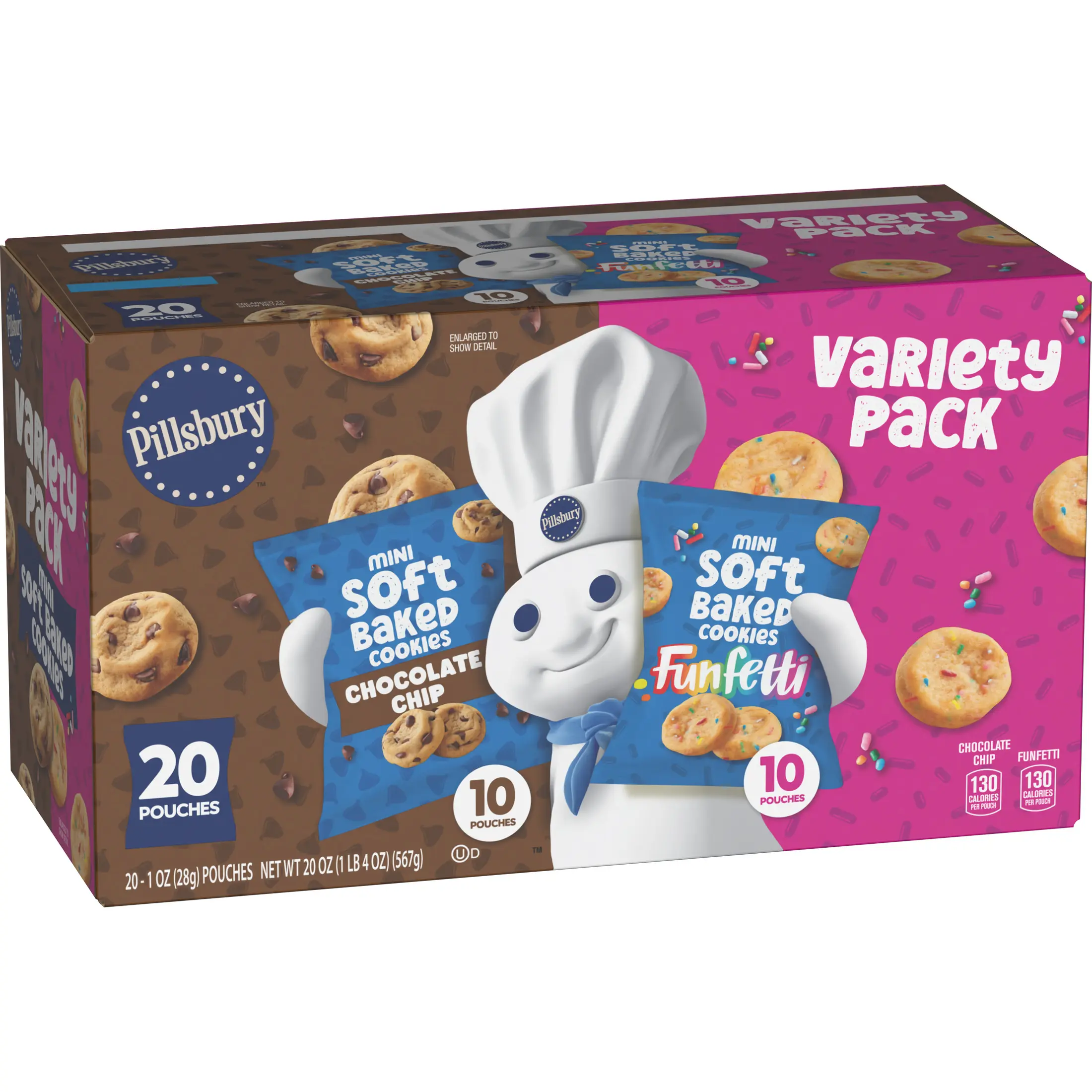 Pillsbury Chocolate Chip and Funfetti Mini Soft Baked Cookies (20 Pouches)