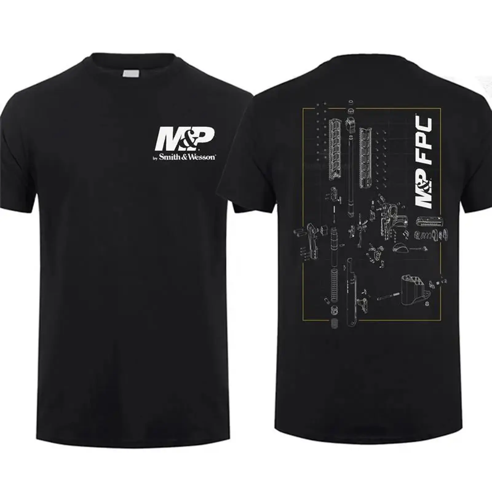 Smith & Wesson M&P FPC Blueprint T-Shirt Gun Enthusiasts Shirt American Classic Style Lovers Made in USA Casual Comfortable Cotton Shirt for Shooting Sports Fans