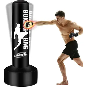 69'' Standing Punching Bag for Adults, Heavy Bag Boxing Equipment Kicking Bag Inflatable Kick Boxing Bag with Stand for Training MMA Muay Thai Fitness