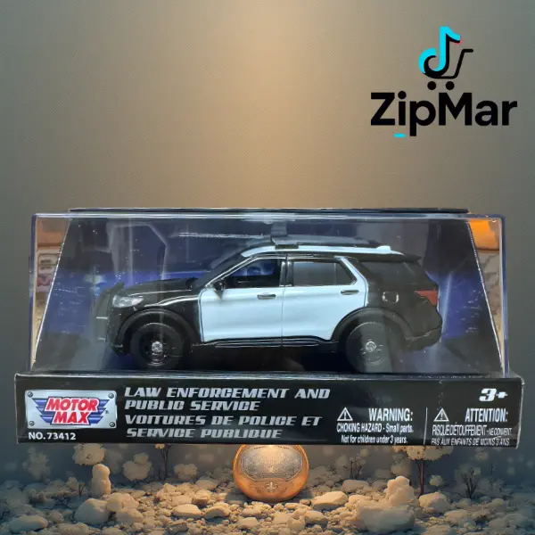 Motormax 1:43 Police SUV Diecast Model Car Law Enforcement Series Metal Body with Opening Doors Collector Patrol Vehicle Toy Display Model Police Truck Realistic Details Kids & Collectors