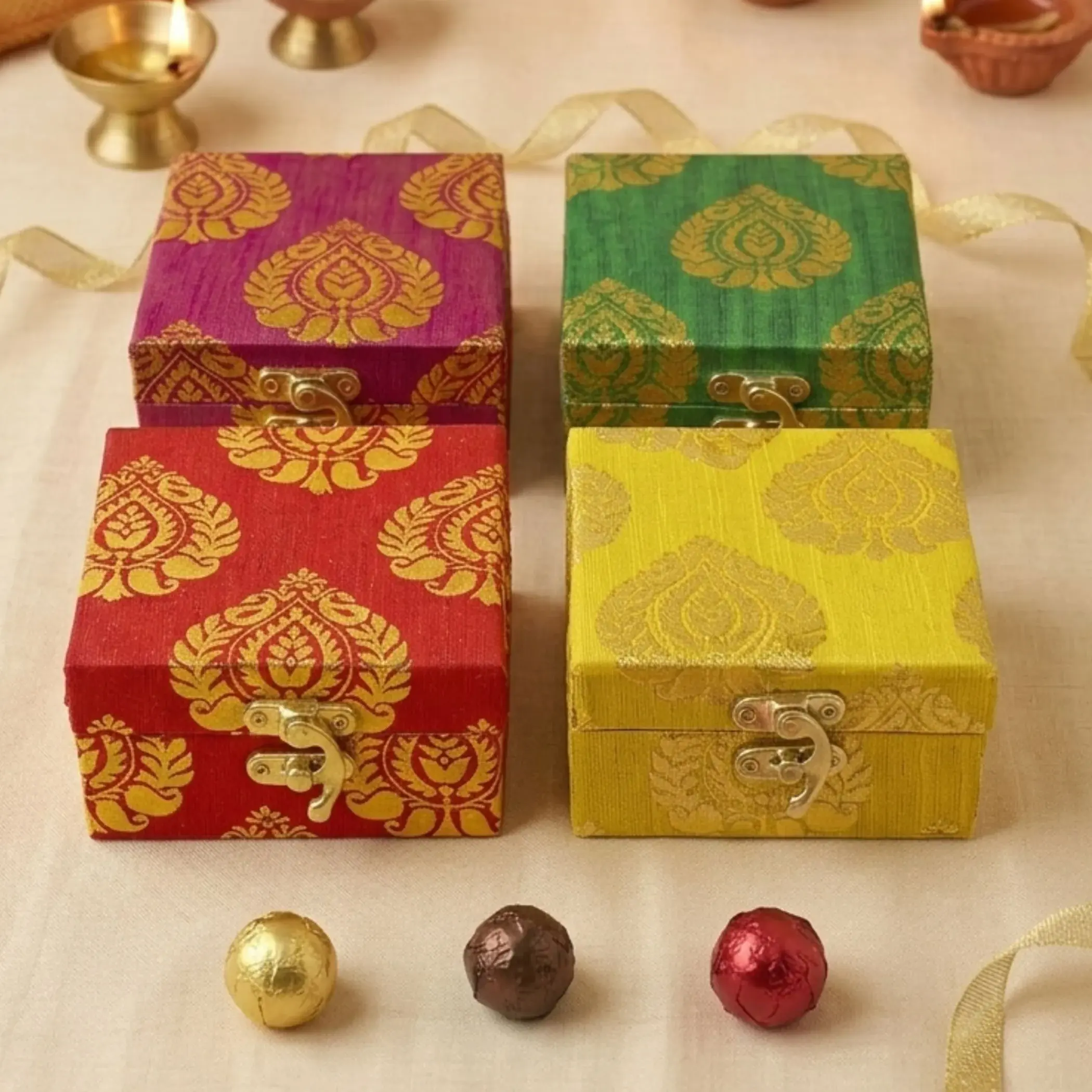 Celebrate Tradition with Elegant Gota Patti Boxes | Handmade Brocade Shagun & Jewelry Gift Set | Weddings & Festive Occasions | Cultural Keepsakes