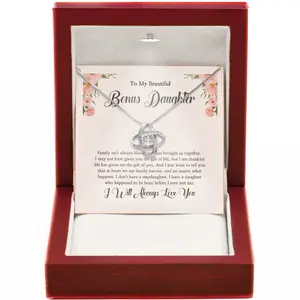 To My Bonus Daughter Necklace Sentimental Gift Featuring Family By Heart And Heartfelt Quotes About Love Perfect For Holidays