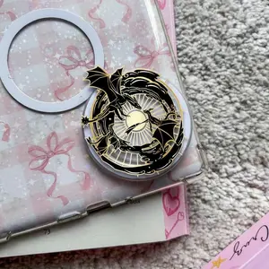 Black Gold Dragon Yin Yang Phone Grip Stand, Fantasy Anti-Slip Finger Holder Ring, 360° Rotating Kickstand for iPhone Android Smartphones