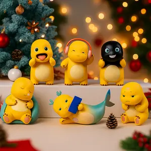 Cute Dragon Desktop Figurine with Funny Expressions Cartoon Resin Desk Ornament for Home Office Gift Collectible Room Decor