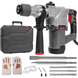 1180W SDS-Plus Electric Rotary Demolition Chipping Hammer 1-1/4" Combination Rotary Hammer Drilling Chisels & Drill Bits Set with Case