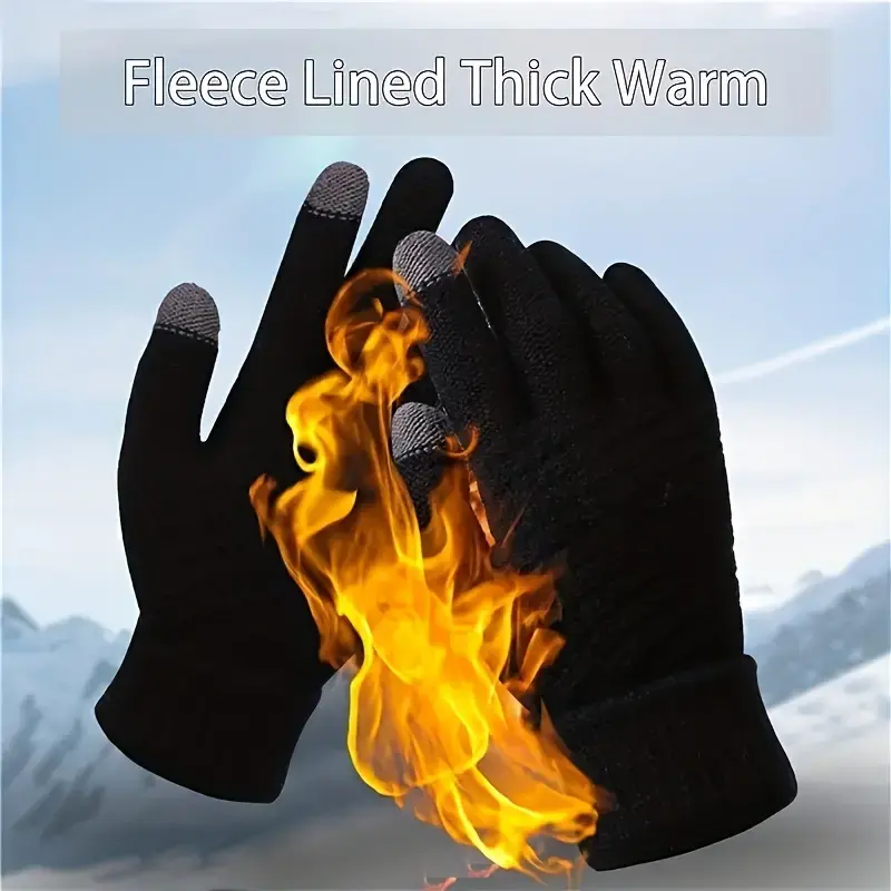 Unisex Thermal Touchscreen Knit Gloves - Winter Warmth Thermal Wear for Female & Male Camping, Skiing, Outdoor Cycling, Cold Weather Sports Accessories