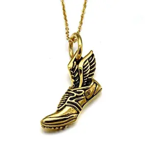 Winged Running Shoe Pendant and Chain Necklace