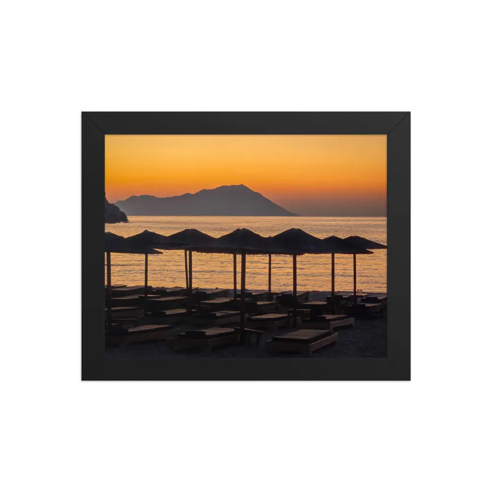 Artistic Mediterranean Greece Milos Beach Scene Wood Framed Travel Photography Print - 0.75in Thick Ayous Wood Frame, Multicolor Inkjet Matte Paper, Acrylite Durable Protection, Ready-to-Hang Wall Decoration