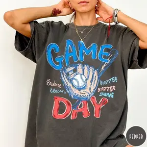 [Sale Up To 50%] Baseball Game Day Comfort Colors® T-Shirt, Gameday Doodle Baseball Tee, Trendy Women's Baseball Shirt, Sports Mom Shirt, Game Day Tee, Graphic Streetwear T-shirt