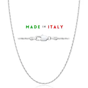 925 Sterling Silver 1.4mm Rope Chain Necklace 20 inch Italian Solid Silver