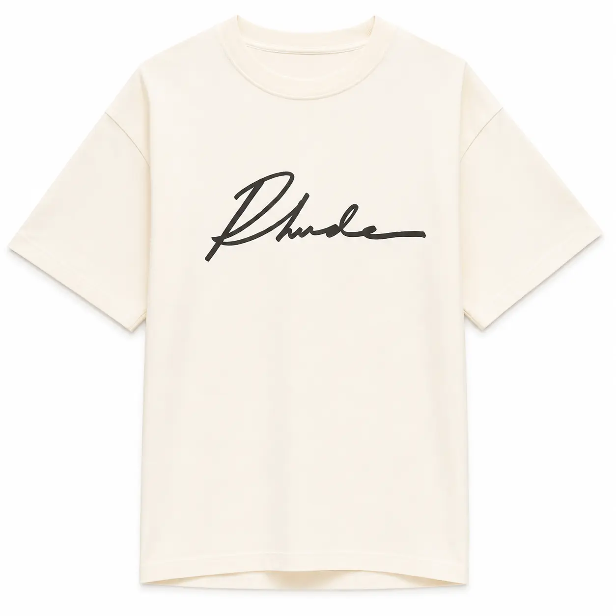 Rhudee Signature Script Graphic T Shirt, Minimal Streetwear Tee, Casual Urban Crewneck Shirt, Everyday Statement Top