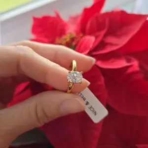 Solitaire ring with Diamonice and gold plating / Size 7