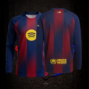 25-26 Season Home Long Sleeve Soccer Jersey Fans Version Red Blue Football Jersey