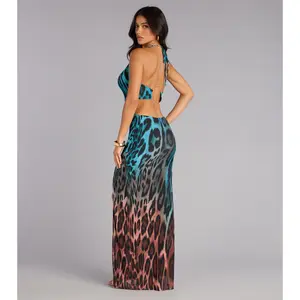 Fierce And Refined Leopard Cowl Maxi Dress