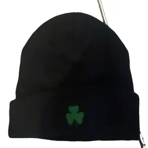 Skully by Thomas Michael Clothing - Black Beanie with Green Shamrock Emblem
