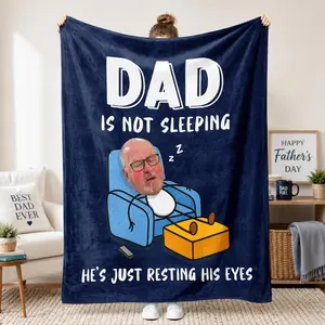 Personalized Dad is Not Sleeping, He Is Resting His Eyes Blanket With Photo, Funny Gift For Dad, Fathers Day Dad Gift, Gift For Grandpa All Seasons Blankets Throw Blanket Birthday Anniversary Holiday Christmas Halloween