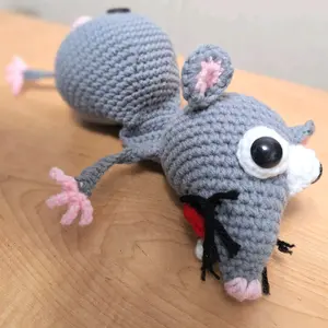 Crochet Squashed Mouse Door Stopper - Home Security - Fun and Unique Decoration for Your Home