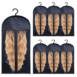 6Pcs /12Pcs Wig Storage Bags with Hanger Hair Extension WigStorage Hanger Bags for Multiple Wigs with Tags Organizer Dust-ProofHome Travel Closet Wigs & Accessories