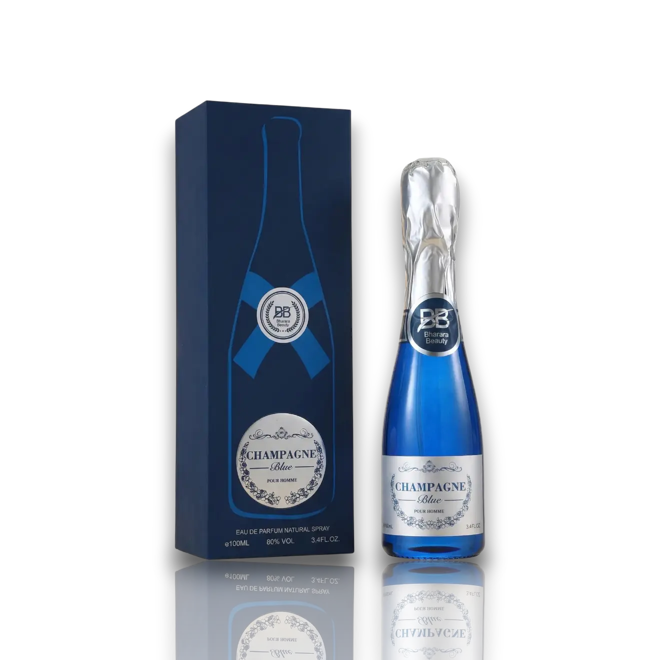 Bharara Beauty | Champagne | Blue | Men's Fragrance | 100 ML 3.4 OZ | Eau De Parfum | Grassy Notes - Apple & Bergamot