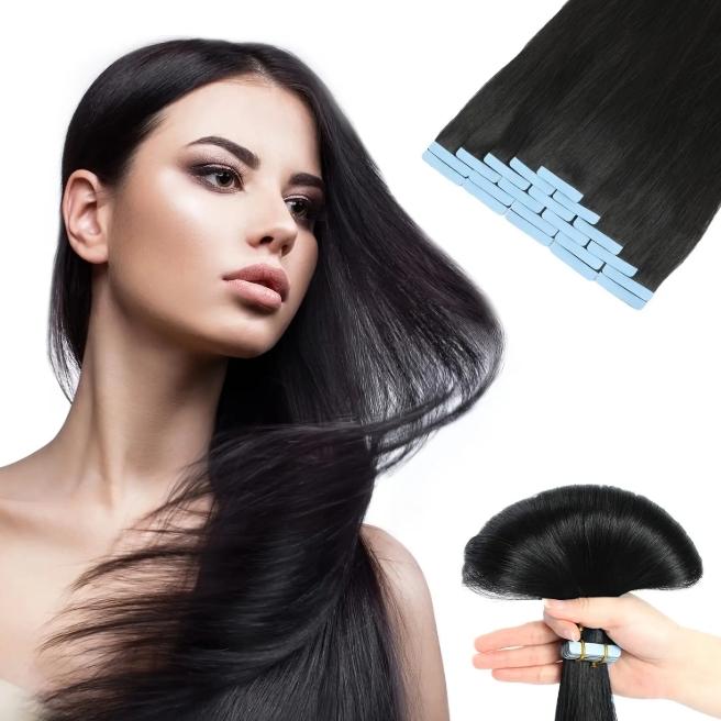 20Pcs 30g Seamless Tape-In Human Hair Extensions, Straight Skin Weft Remy Hair, Invisible & Natural Look, 12-28 Inch Lengths for Women