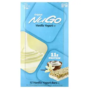 NuGo Nutrition Original Bar, Vanilla Yogurt, 15 Bars, 1.76 oz (50 g) Each