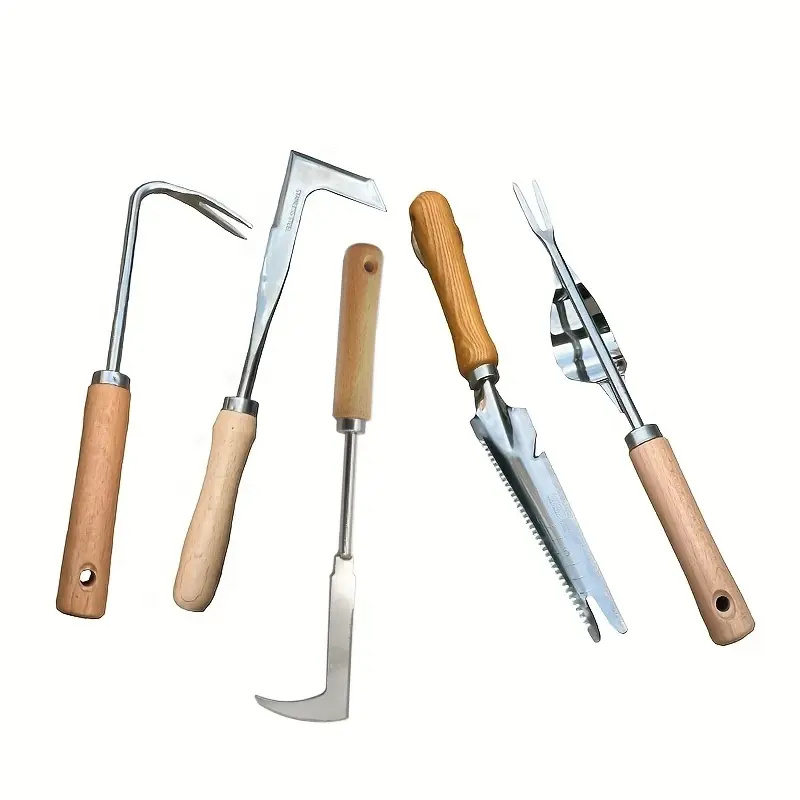 5 Piece Weeding Tool Set for Gardening, Garden Tools, Tool Kit, Durable Ergonomic Handheld Root Puller and Rake, Ideal for DIY and Garden Use
