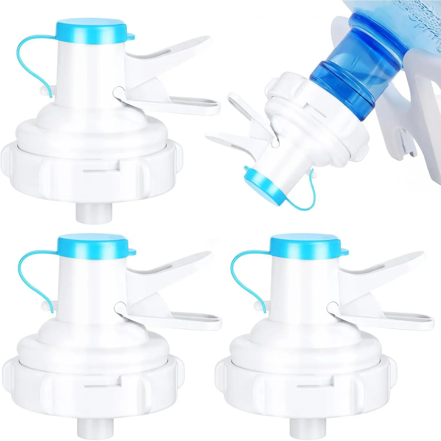 4 Pack Water Dispenser Valve 5 Gallon Water Dispenser Valve Cap Bottle Spout  Plastic Spigot Faucet with Spigot Cap for 55 mm Crown Top Drinking Bottle