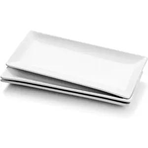 Porcelain Serving Platters Set of 3, Large Serving Trays 14 Inch, White Rectangle, Serving Dishes for, Restaurant, Buffet, Steak, Dessert, Salad, Fruit, Safe