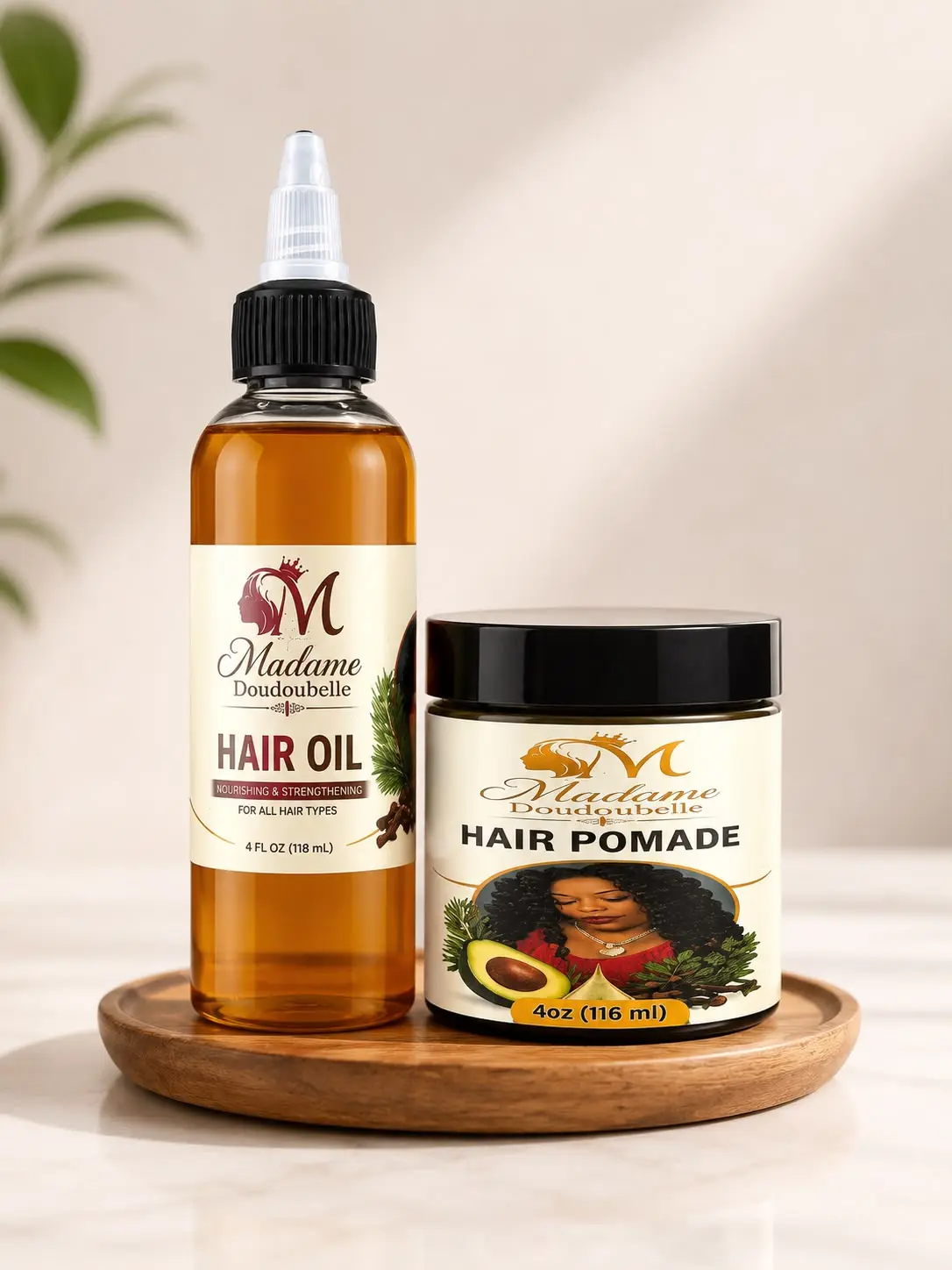 Mme Doudou Sets of 2pcs, 4 oz hair Pomade and 4 oz hair oil