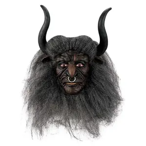 2025 Bull Demon King Mask Masculine Black Latex Classic Character COS Prop Headwear for Halloween Party Supplies
