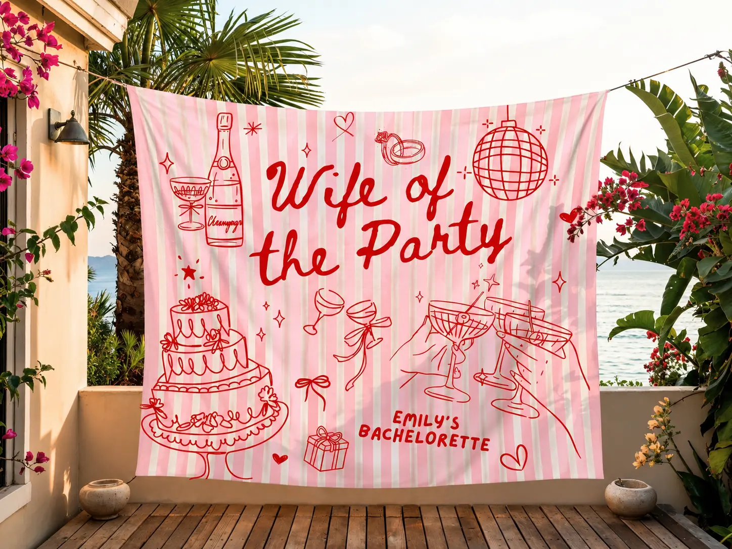 Bachelorette Tapestry Wife Of The Party Personalized Bride Photo Backdrop Top
