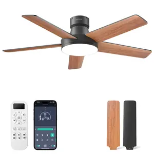 Latest upgraded model fan light, 6500K three lighting modes, supports APP control, 6 speed settings, ultra-quiet running, has timer function, suitable for bedroom and living room's modern style ceiling-mounted ceiling fan