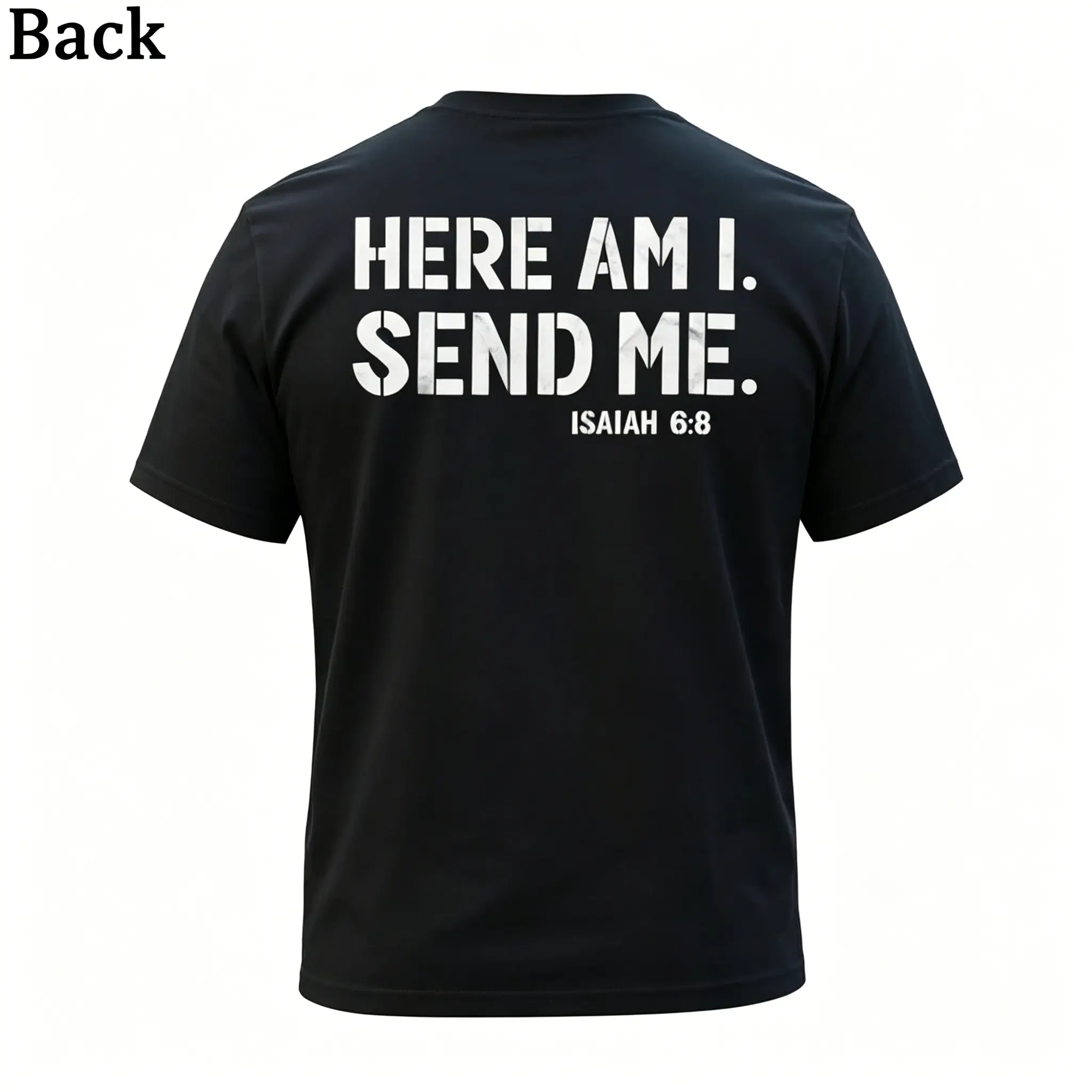 Summer t Shirts Here Am I Send Me Faith Graphic Tee for Men Fathers Day Christian Bible Verse Shirt Isaiah 6 8 Short Sleeve Crewneck Streetwear Gift for Dad