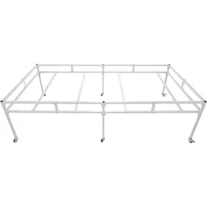 HECASA 4' x 8' Rolling Flood Table Tray Stand for Hydroponic Trays Reservoirs Hydroponic Tray Plants Stand Toolless Assembly Tray Stand Heavy Duty Steel Powder Coated White 600 LBS Weight Capacity