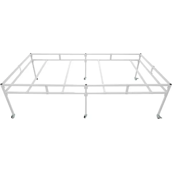 HECASA 4' x 8' Rolling Flood Table Tray Stand for Hydroponic Trays Reservoirs Hydroponic Tray Plants Stand Toolless Assembly Tray Stand Heavy Duty Steel Powder Coated White 600 LBS Weight Capacity