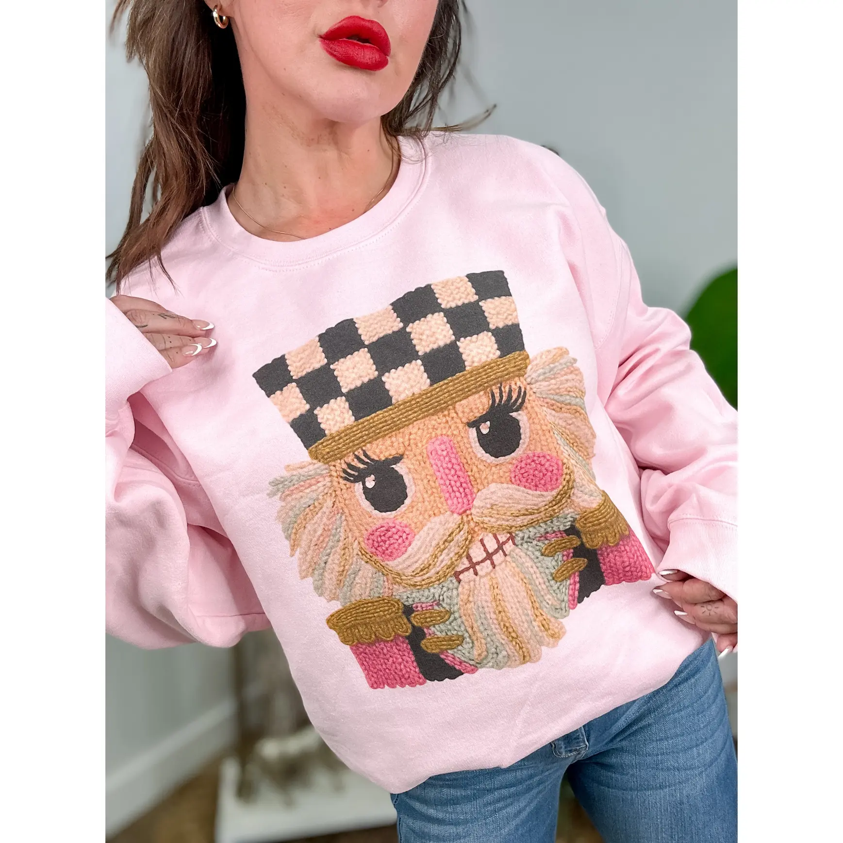 Faux Yarn Nutcracker Graphic Top