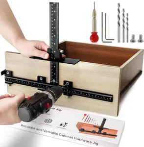 Cabinet Hardware Jig,Aluminum Alloy Cabinet Door Handle Jig for Handles and Pulls,Adjustable Drill Guide Cabinet Handle Template Tool of Door Drawer Front Knobs Handles and Pulls
