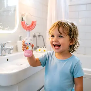 Cartoon Rabbit U-Shaped Toothbrush for Babies, End Brushing Troubles, Baby Teeth Cleaning Tool, Fun and Easy for Kids, Oral Care Tools